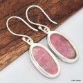 Boucles d'oreilles ovales en Thulite rose Boucles d'oreilles en pierres KC84.2
