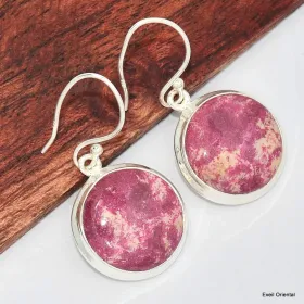 Boucles d'oreilles Thlite rose rondes - Boucles d'oreilles en pierres naturelles