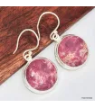 Boucles d'oreilles Thlite rose rondes - Boucles d'oreilles en pierres naturelles