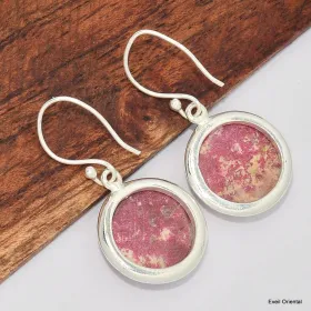 Boucles d'oreilles Thlite rose rondes - Boucles d'oreilles en pierres naturelles