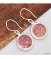 Boucles d'oreilles Thlite rose rondes - Boucles d'oreilles en pierres naturelles