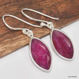 Boucles d'oreilles Rubis indien marquise - Boucles d'oreilles en pierres naturelles