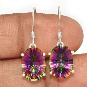 Boucles d'oreilles en Quartz mystique facetté - Boucles d'oreilles en pierres naturelles