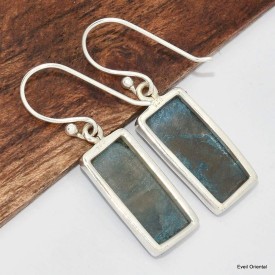 Boucles d'oreilles Shattuckite rectangulaires Bijoux en Shattuckite KC88