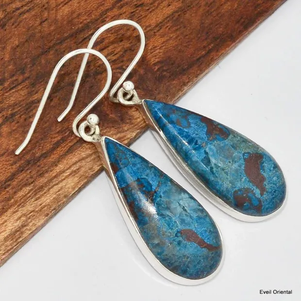 Boucles d'oreilles goutte en Shattuckite - Bijoux en Shattuckite