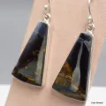 Boucles d'oreilles Pietersite bleu fauve trapèze - Bijoux en Pietersite