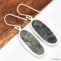 Boucles d'oreilles Pietersite bleue ovales - Bijoux en Pietersite