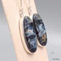 Boucles d'oreilles Pietersite bleue ovales - Bijoux en Pietersite