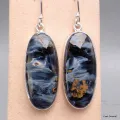 Boucles d'oreilles Pietersite bleue ovales - Bijoux en Pietersite