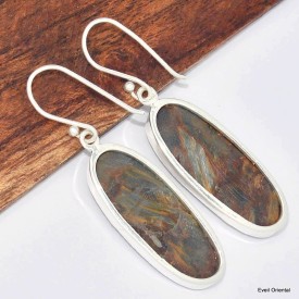 Boucles d'oreilles Pietersite fauves ovales Bijoux en Pietersite KC89.3