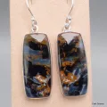 Boucles d'oreilles Pietersite fauves rectangulaires - Bijoux en Pietersite