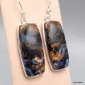 Boucles d'oreilles Pietersite fauves rectangulaires - Bijoux en Pietersite