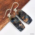 Boucles d'oreilles Pietersite fauves rectangulaires - Bijoux en Pietersite