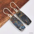 Boucles d'oreilles Pietersite fauves rectangulaires - Bijoux en Pietersite