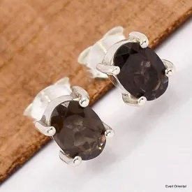 Clous d'oreilles Quartz fumé facetté - Boucles d'oreilles en pierres naturelles