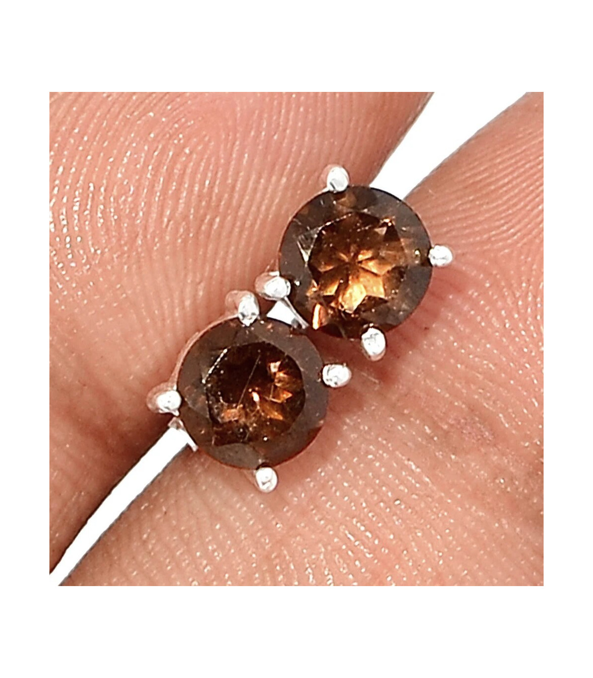 Solide Argent Fumé Quartz 925 Sterling Bijoux Bagues Facettes Pierre Tout Taille