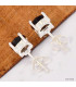 Clous d'oreilles rondes Quartz fumé facetté Boucles d'oreilles en pierres KC90.1