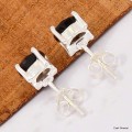 Clous d'oreilles rondes Quartz fumé facetté Boucles d'oreilles en pierres KC90.1