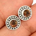 Clous d'oreilles en Quartz fumé facetté - Boucles d'oreilles en pierres naturelles