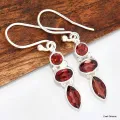 Boucles d'oreilles 3 Grenats facettés - Boucles d'oreilles en pierres naturelles