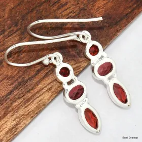 Boucles d'oreilles 3 Grenats facettés - Boucles d'oreilles en pierres naturelles