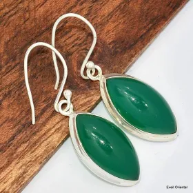 Boucles d'oreilles marquise Onyx vert - Bijoux en Onyx Vert