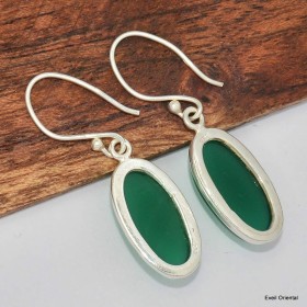 Boucles d'oreilles ovales Onyx vert Bijoux en Onyx Vert KC92.1