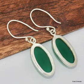 Boucles d'oreilles ovales Onyx vert - Bijoux en Onyx Vert