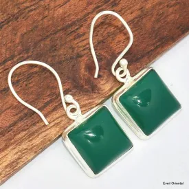 Boucles d'oreilles carrées Onyx vert