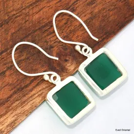 Boucles d'oreilles carrées Onyx vert - Bijoux en Onyx Vert