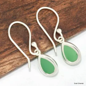 Boucles d'oreilles goutte en Chrysoprase  - Boucles d'oreilles en pierres naturelles