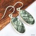 Boucles d'oreilles longues ovales Seraphinite Boucles d'oreilles en pierres KC93