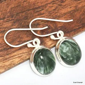 Boucles d'oreilles ovales Seraphinite - Boucles d'oreilles en pierres naturelles