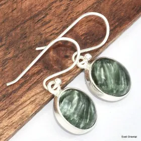 Boucles d'oreilles ovales en Seraphinite - Boucles d'oreilles en pierres naturelles