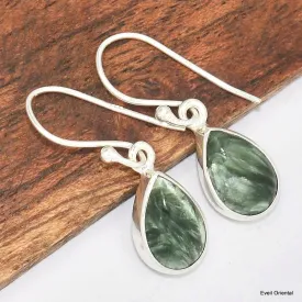 Boucles d'oreilles goutte en Seraphinite - Boucles d'oreilles en pierres naturelles