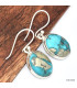 Boucles d'oreilles Turquoise avec pyrite Bijoux en Turquoise Iranienne (Nishapur) KC94