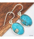 Boucles d'oreilles ovales Turquoise avec pyrite Bijoux en Turquoise Iranienne (Nishapur) KC94.1