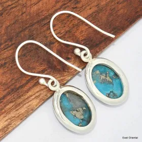Boucles d'oreilles en Turquoise avec pyrite - Bijoux en Turquoise Iranienne (Nishapur)