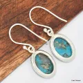 Boucles d'oreilles&nbsp;en Turquoise avec pyrite - Bijoux en Turquoise Iranienne (Nishapur)
