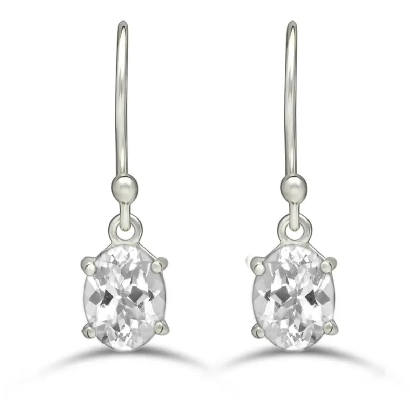 Boucles d'oreilles en Topaze blanche - Boucles d'oreilles en pierres naturelles