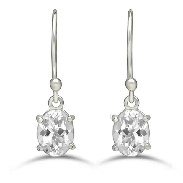 Boucles d'oreilles en Topaze blanche - Boucles d'oreilles en pierres naturelles