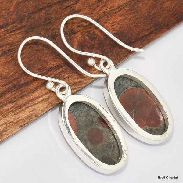 Boucles d'oreilles ovales Obsidienne Cacahuète Boucles d'oreilles en pierres KC97.2
