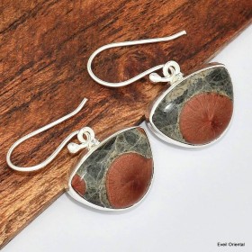 Boucles d'oreilles Obsidienne Cacahuète semi-ovales Boucles d'oreilles en pierres KC97.4
