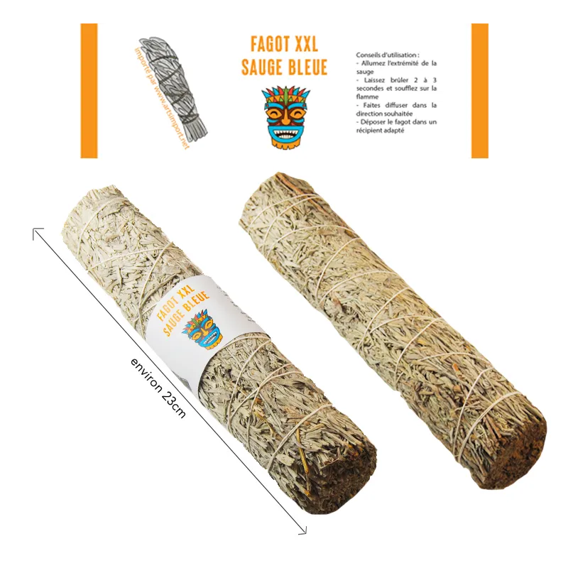 Encens fagot Sauge bleue XXL 23 cm - Fagot d’encens tibétain pour rituels