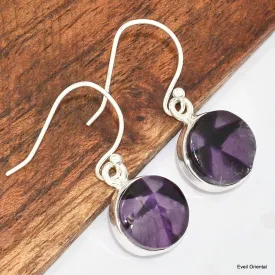 Boucles d'oreilles rondes Améthyste trapiche - Boucles d'oreilles en pierres naturelles