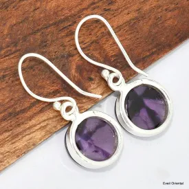 Boucles d'oreilles rondes Améthyste trapiche - Boucles d'oreilles en pierres naturelles