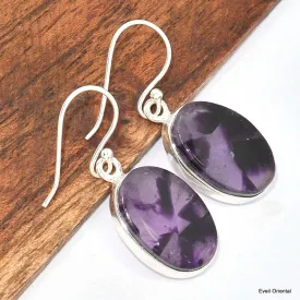 Boucles d'oreilles ovales Améthyste trapiche - Boucles d'oreilles en pierres naturelles