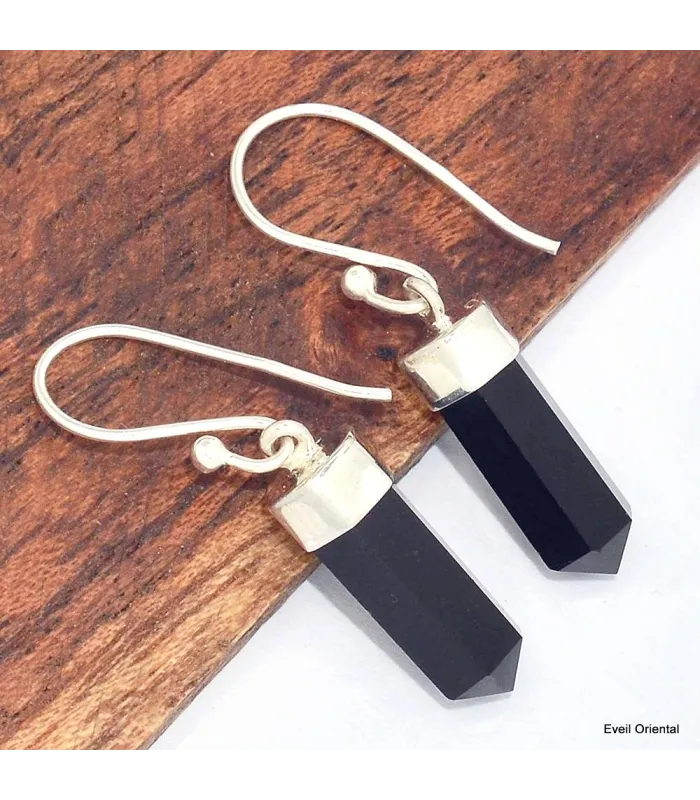 Boucles d'oreilles batônnets en Onyx noir - Bijoux en Onyx noir