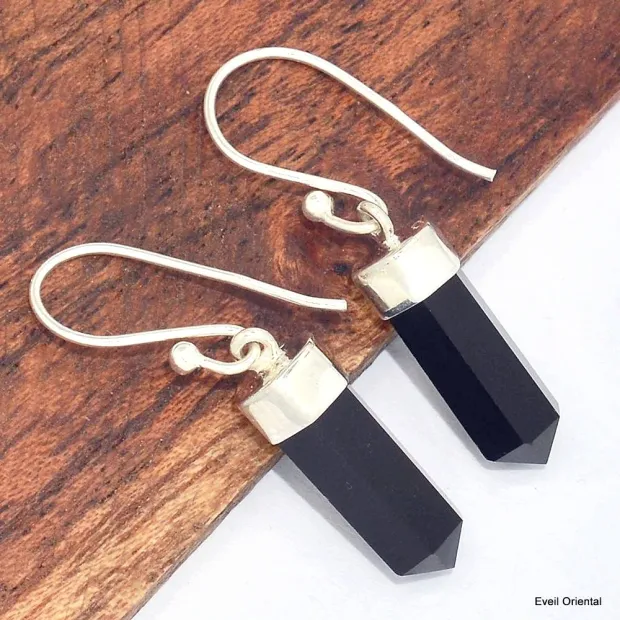 Boucles d'oreilles batônnets en Onyx noir - Bijoux en Onyx noir