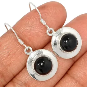 Boucles d'oreilles Onyx noir cabochon - Bijoux en Onyx noir